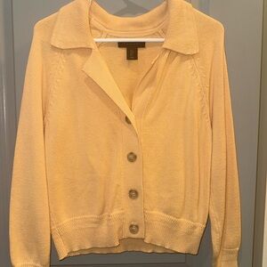 Tahari Cream Button-Up Cardigan